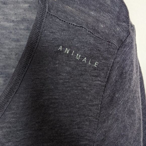 Animale Blue Short Sleeve Linen Open Front Cardigan Size M - Picture 3 of 6